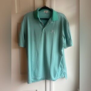 Peter Millar Men’s Performance Golf Polo Casual - Green Striped - L